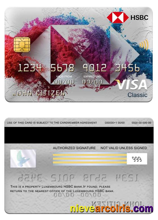 Luxembourg HSBC Bank Visa Classic Card Sample