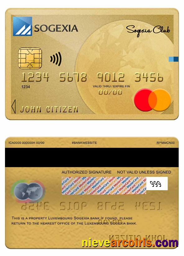 Luxembourg Sogexia Bank Mastercard Template