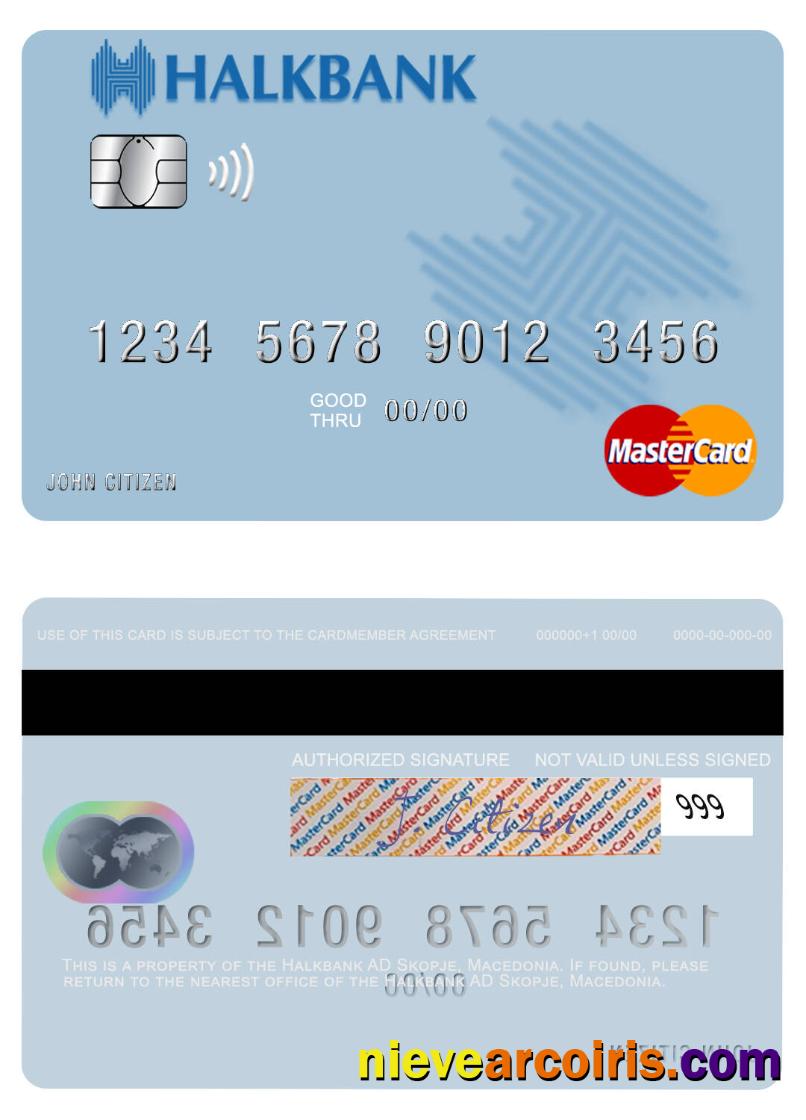 Macedonia Halkbank AD Skopje Mastercard Template