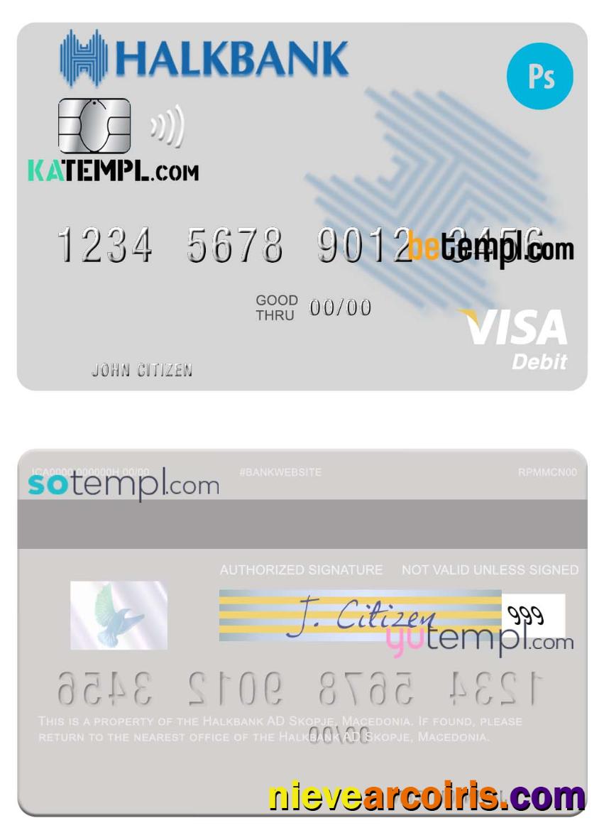 Professional Macedonia Halkbank AD Skopje Visa Card Fully Editable Template In PSD Format