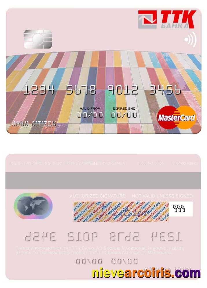 Macedonia TTK Banka AD Skopje Mastercard Template