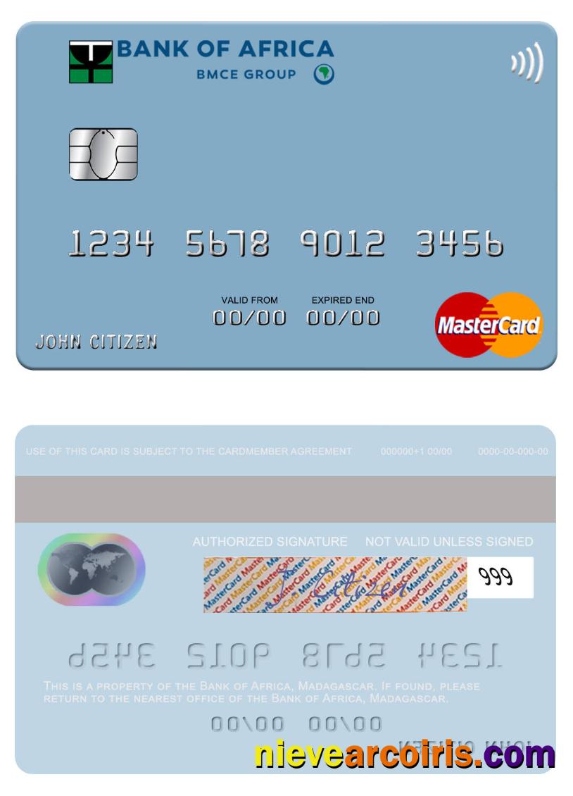 Madagascar Bank Of Africa Mastercard Sample