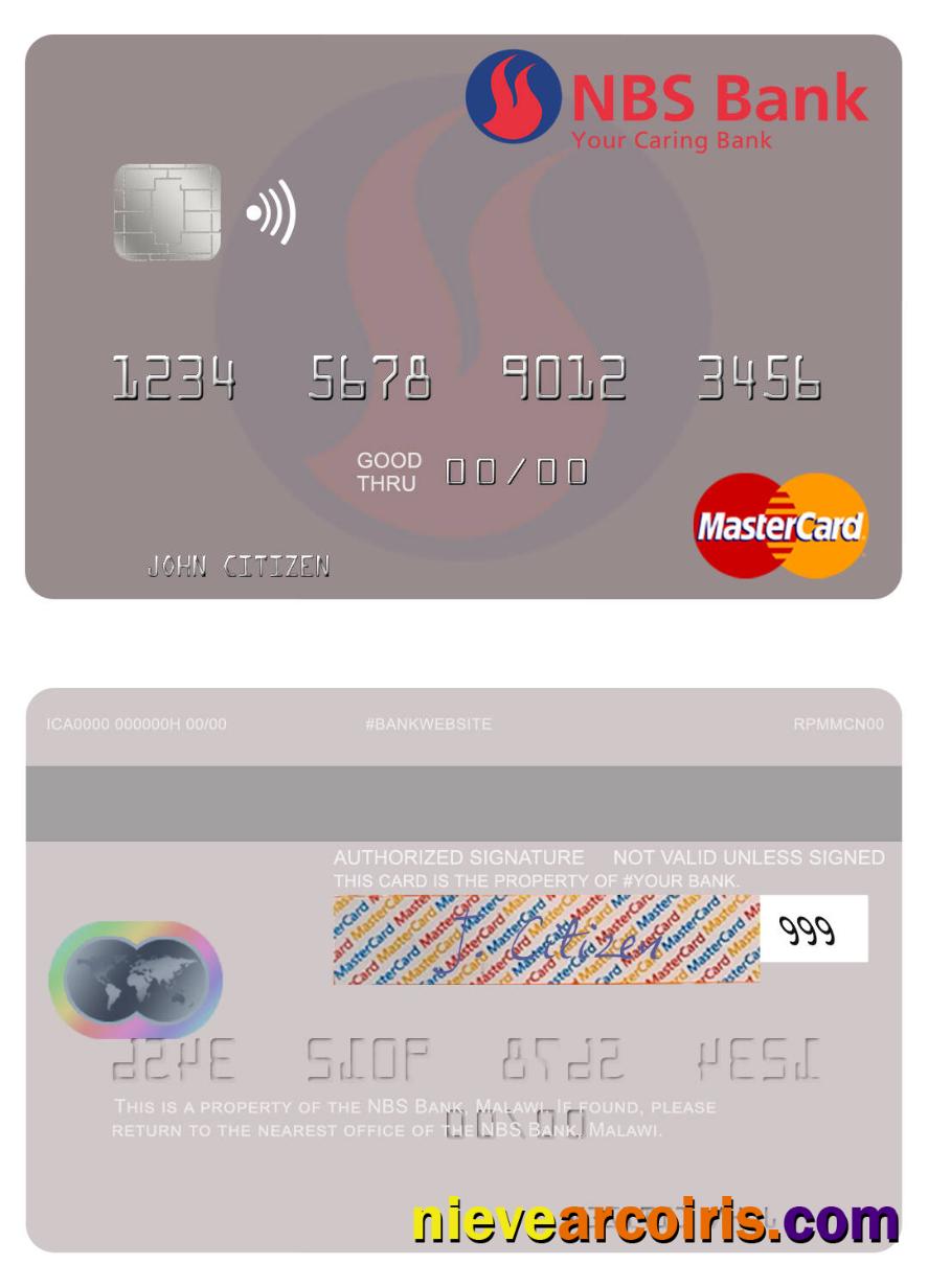 Malawi NBS Bank Mastercard Sample