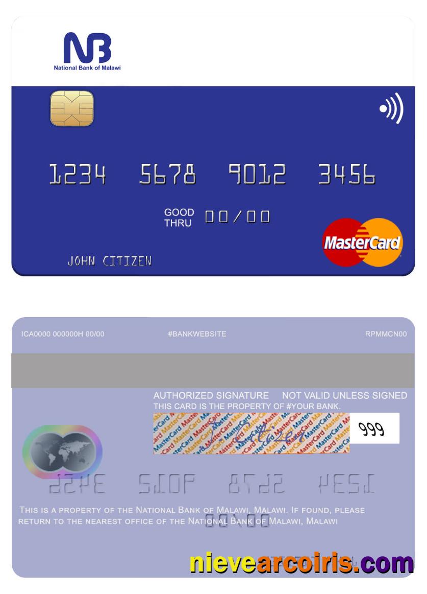 Malawi National Bank Of Malawi Mastercard Template
