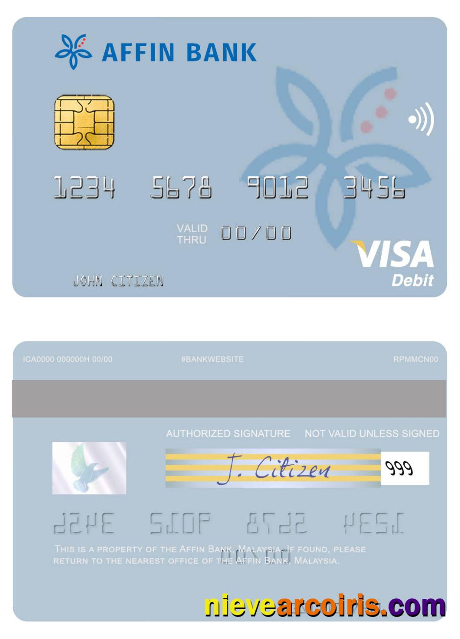 Malaysia Affin Bank Visa Debit Card Sample