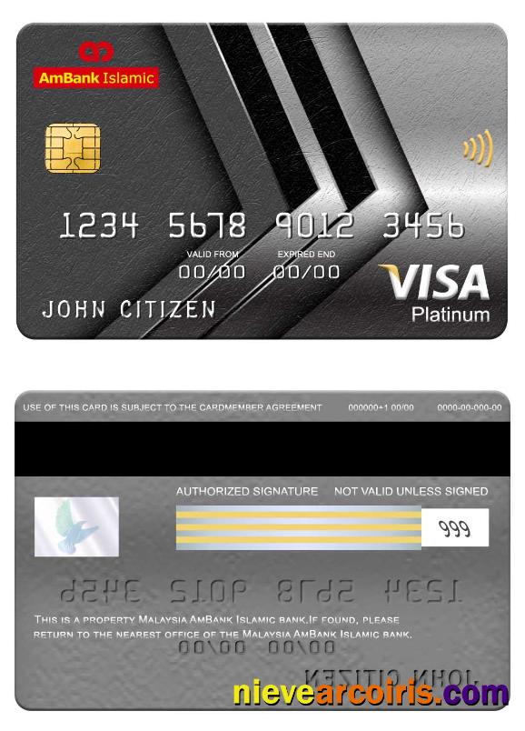 Malaysia AmBank Islamic Bank Visa Platinum Card Sample