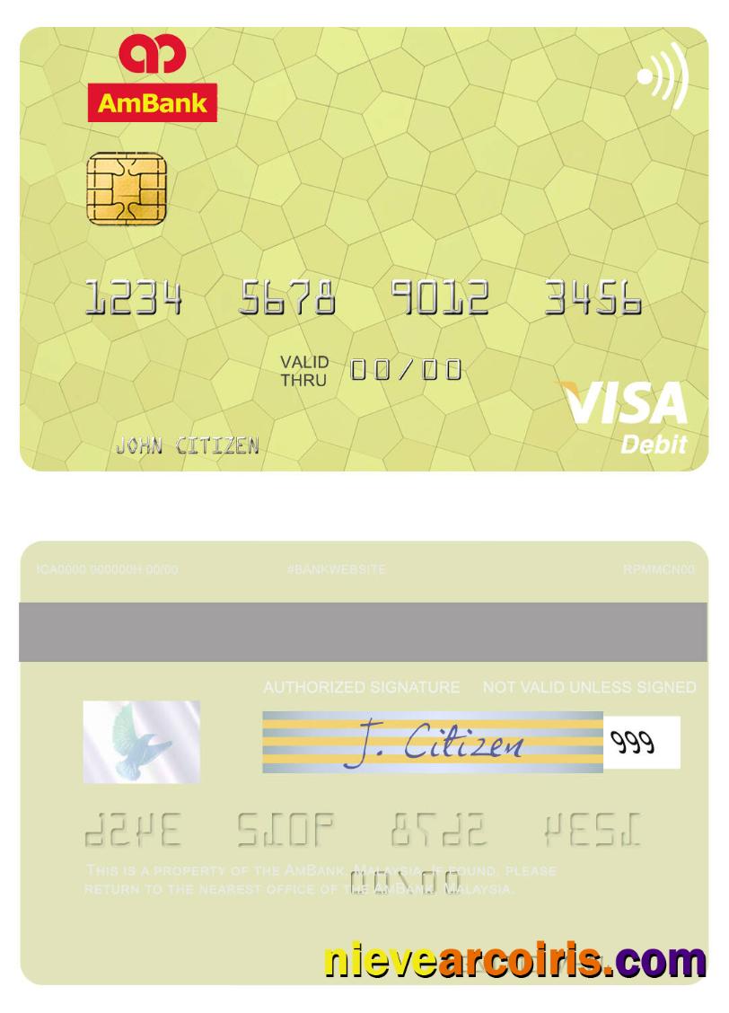 Malaysia AmBank Visa Debit Card Sample