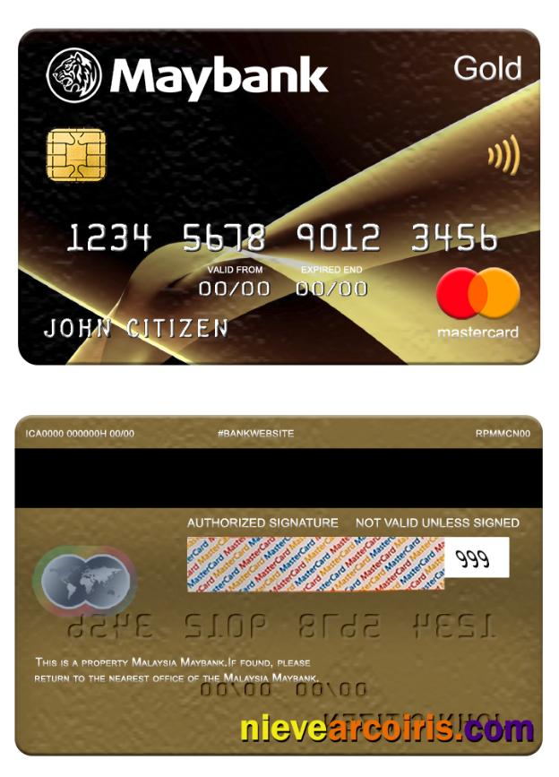 Malaysia Maybank Mastercard Gold Sample