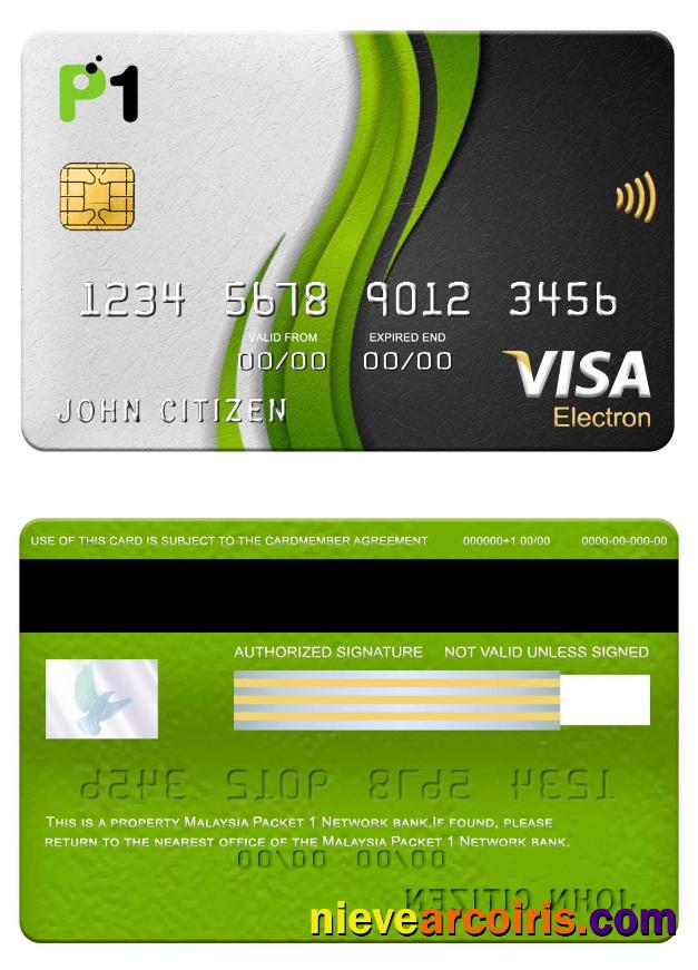 Malaysia Packet 1 Network Bank Visa Electron Card Template