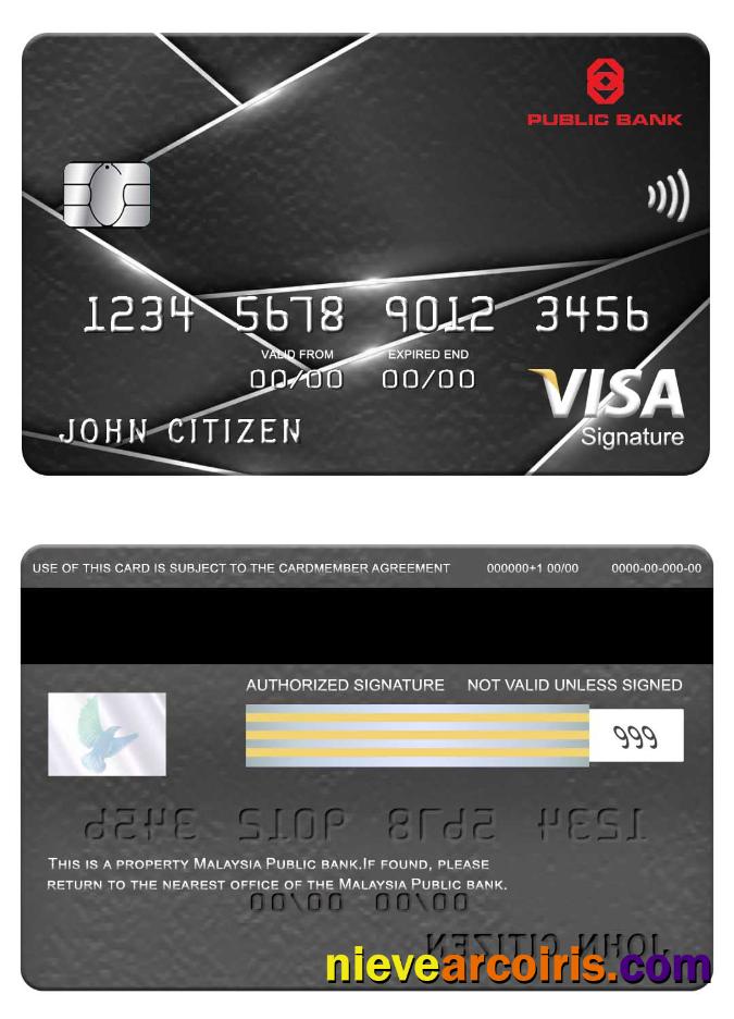 Malaysia Public Bank Visa Signature Card Template