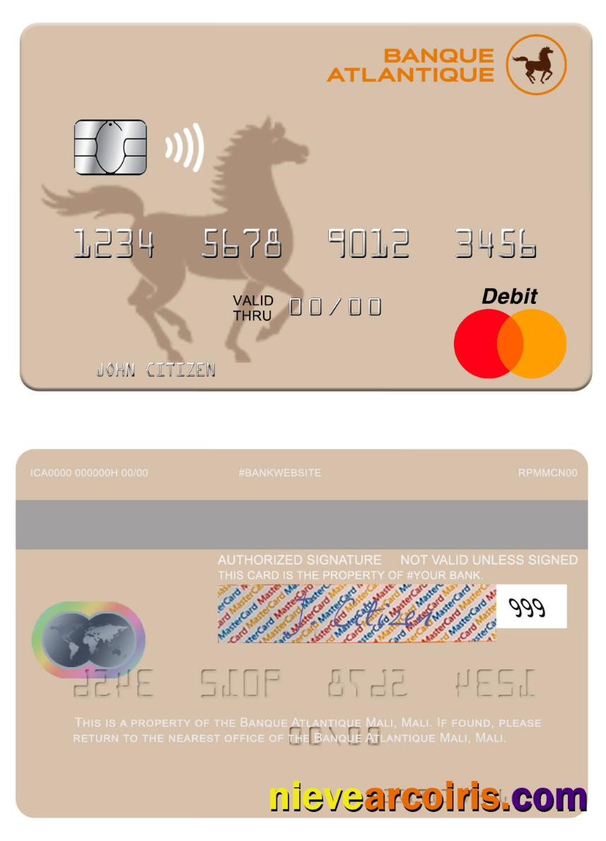 Mali Banque Atlantique Mali Mastercard Sample