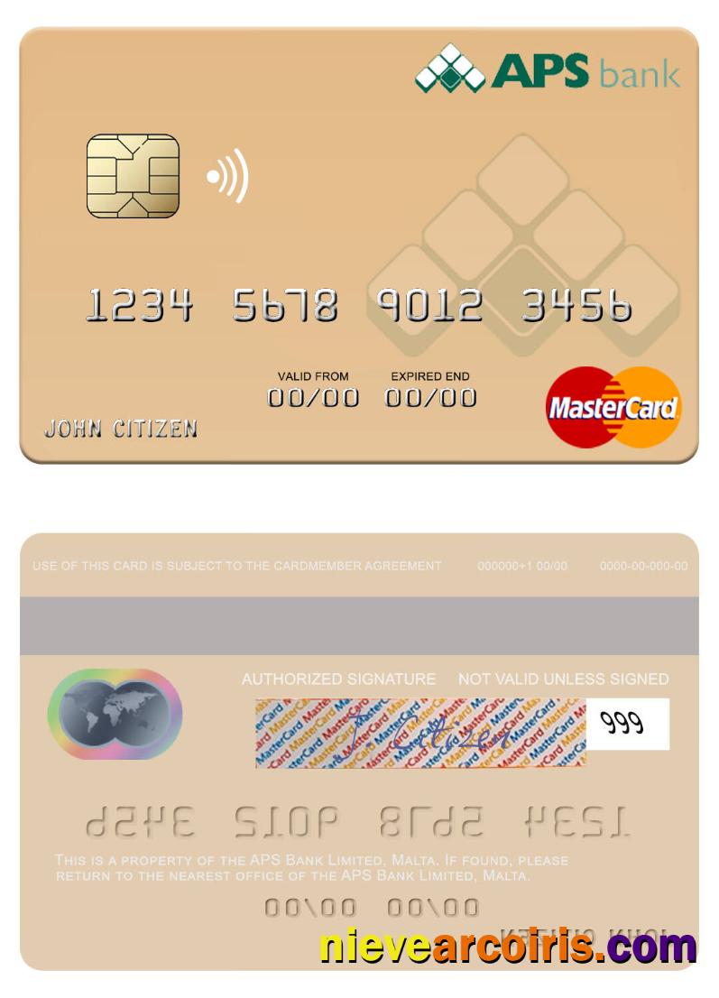Malta APS Bank Limited Mastercard Template