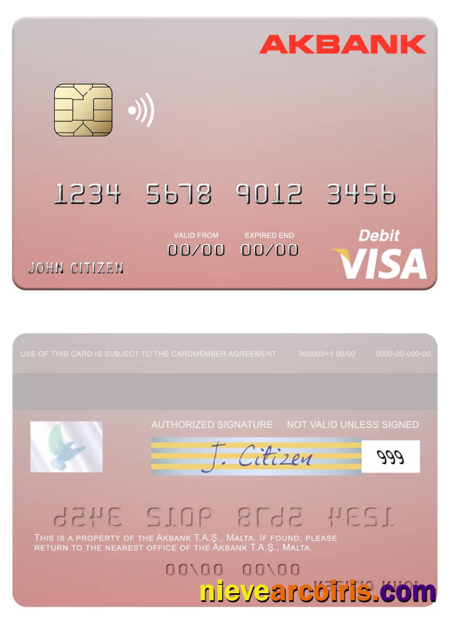 Malta Akbank T.A.Ş. Visa Debit Card Sample