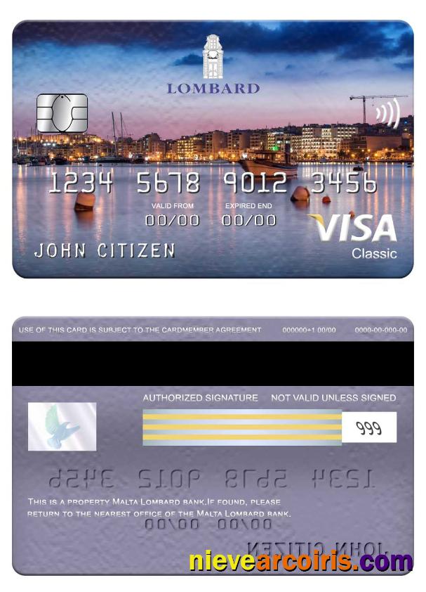 Malta Lombard Bank Visa Classic Card Preview