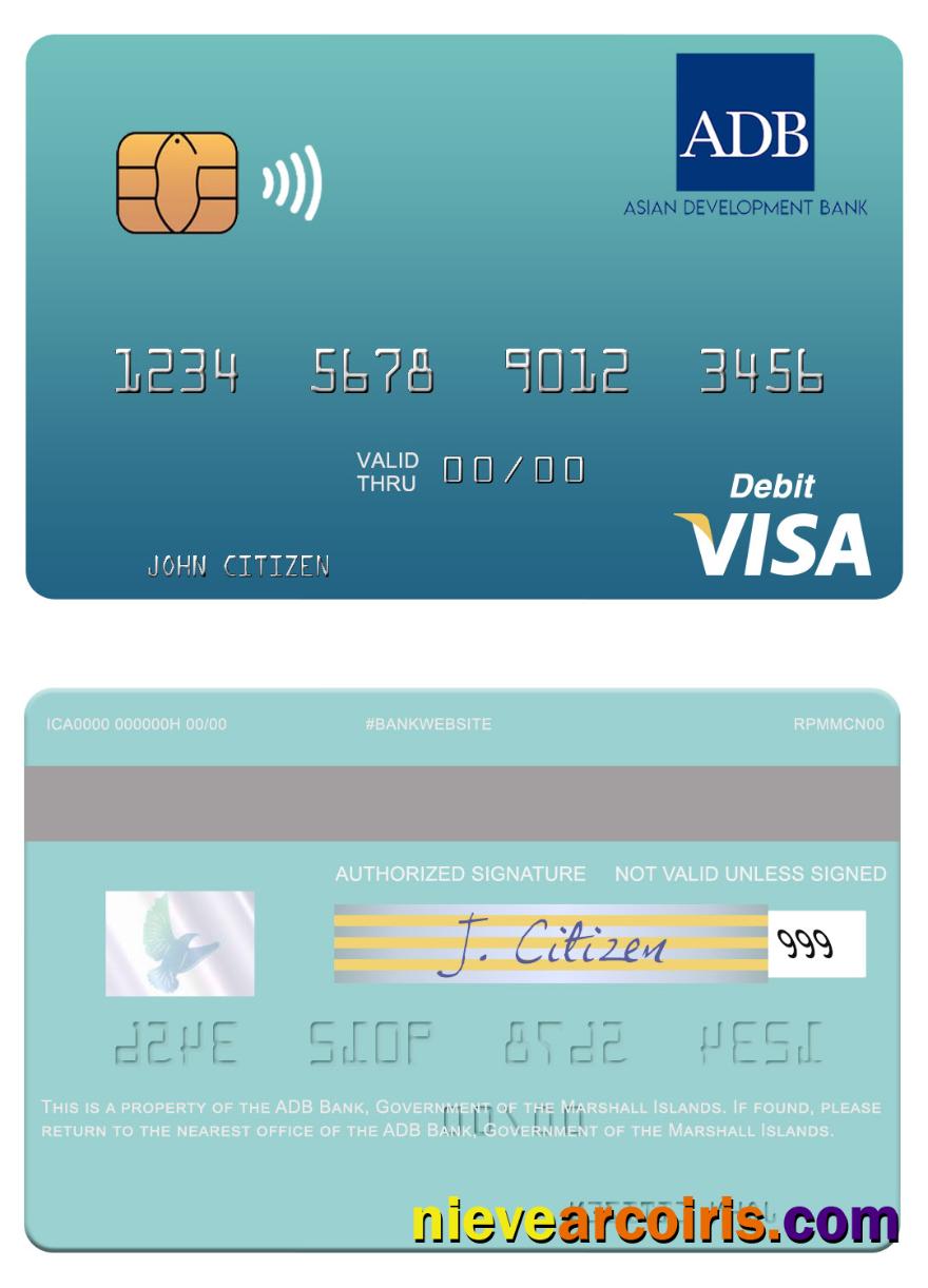 Marshall Islands ADB Bank Visa Credit Card Template