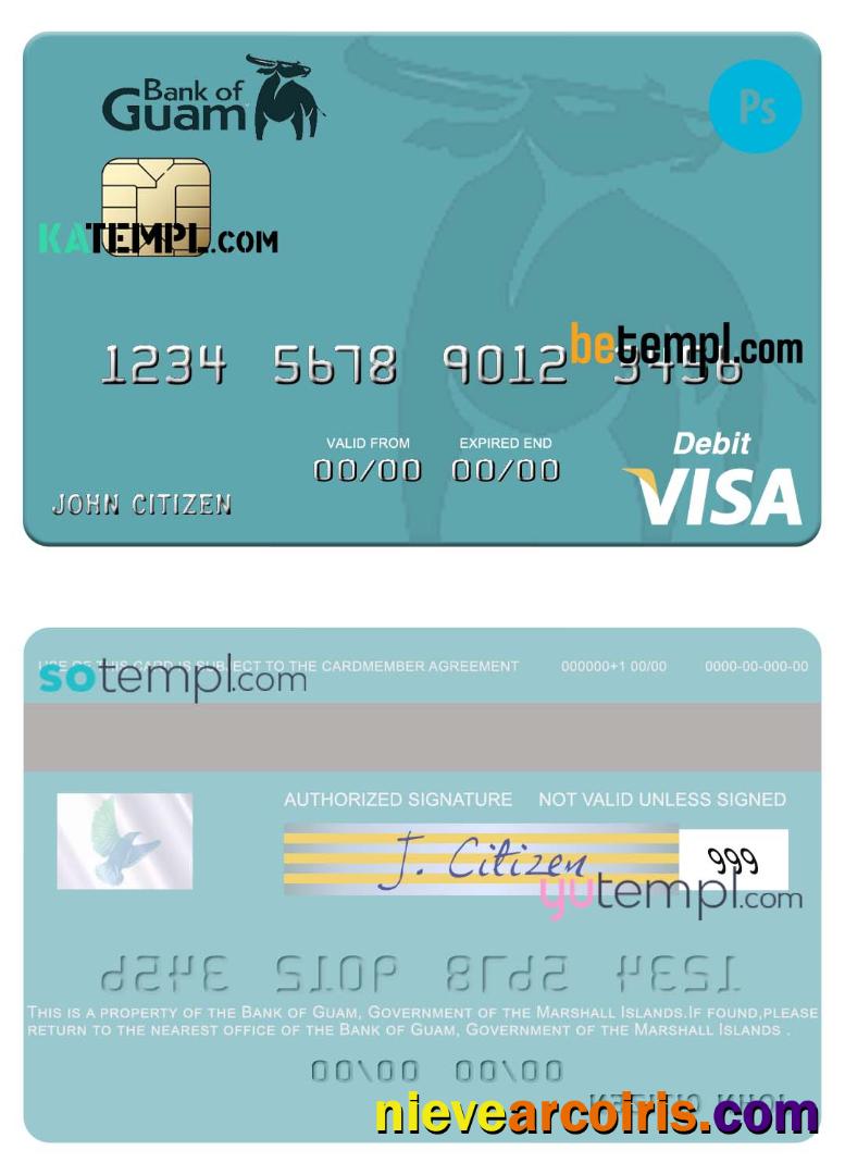 Premium Marshall Islands Bank Of Guam Visa Credit Card Fully Editable Template In PSD Format