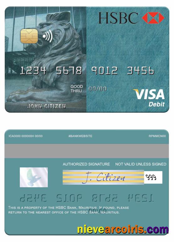 Mauritius HSBC Bank Visa Debit Card Photolook