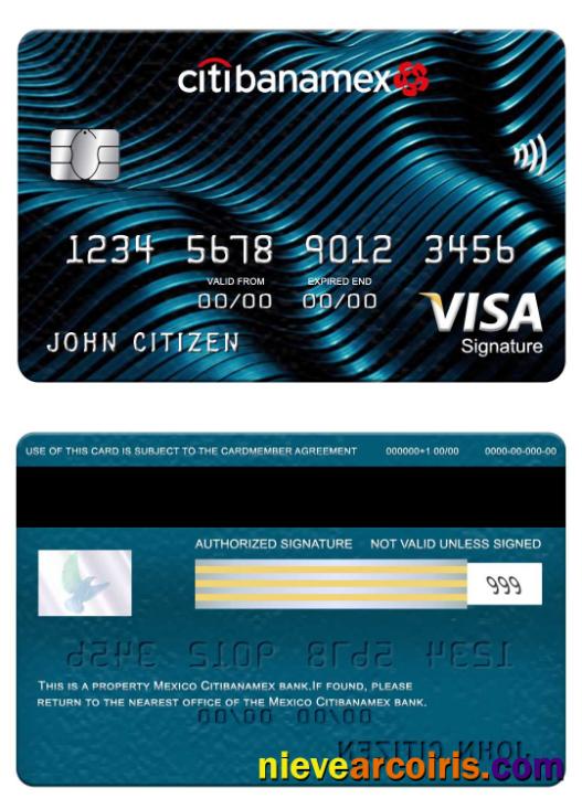 Mexico Citibanamex Bank Visa Signature Card Sample