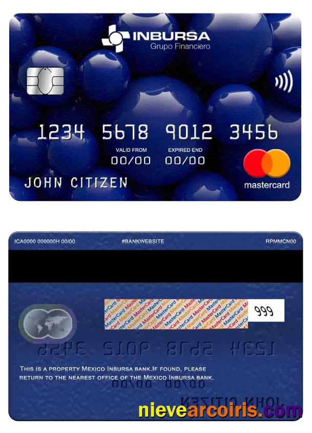 Mexico Inbursa Bank Mastercard Template