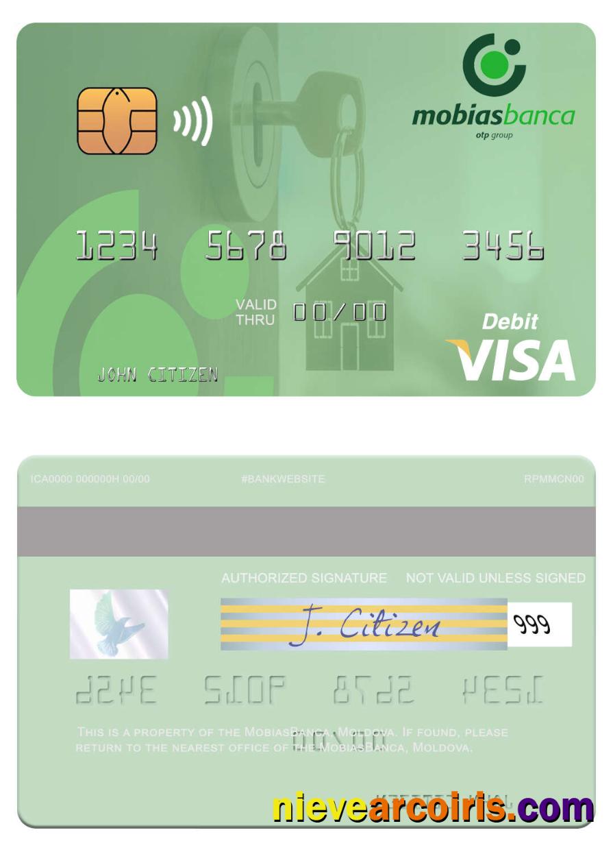 Moldova MobiasBanca Visa Debit Card Sample