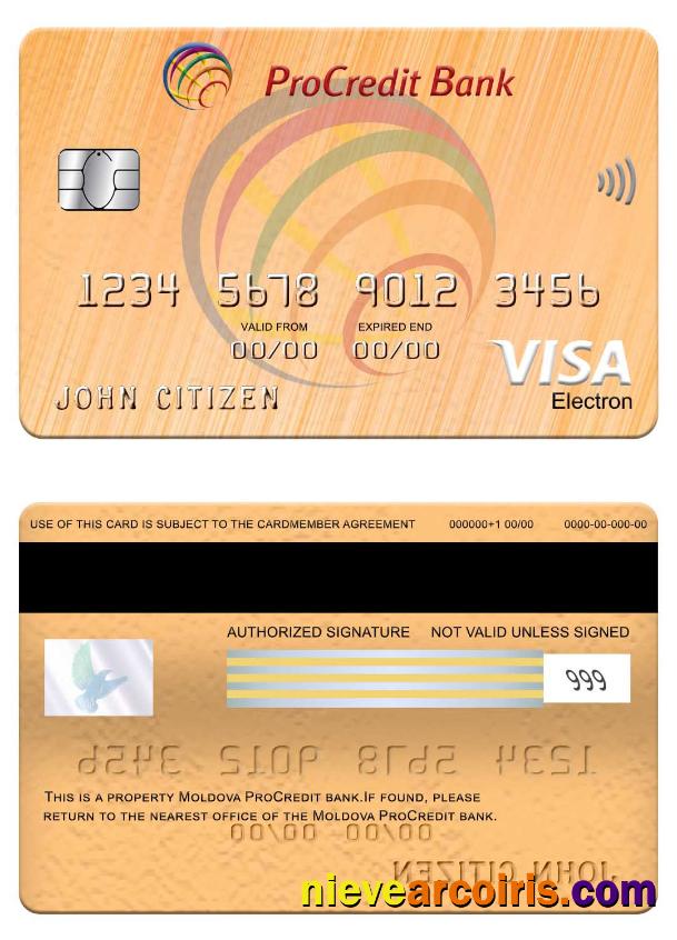 Moldova ProCredit Bank Visa Electron Card Sample