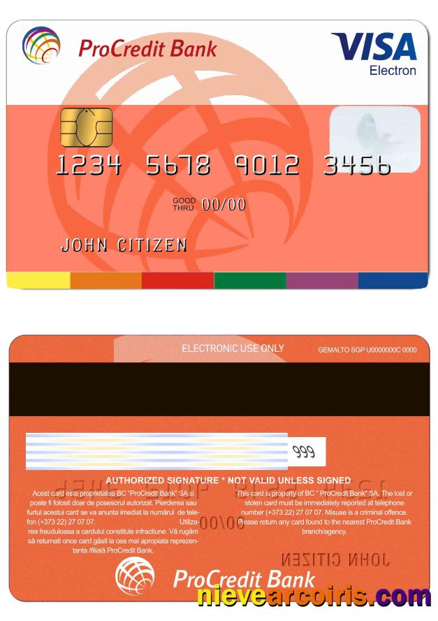 Moldova Procredit Bank Visa Electron Credit Card Preview
