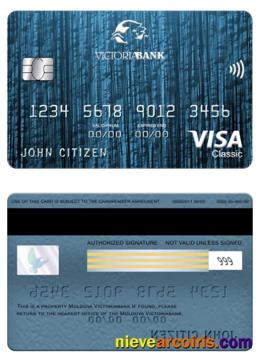 Moldova Victoriabank Visa Classic Card Template