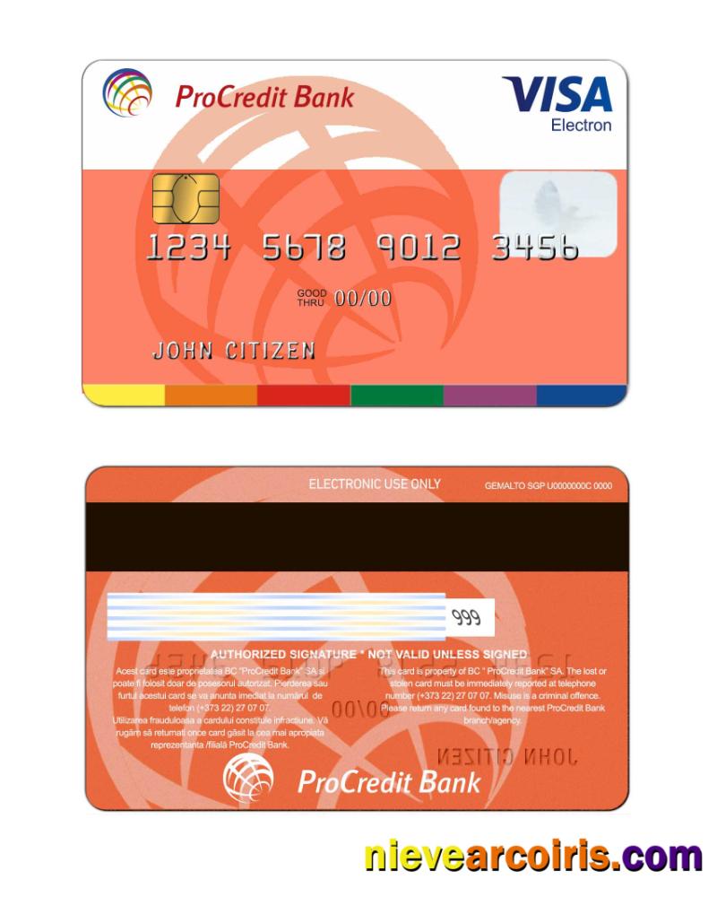 Moldova Visa Electron Card Sample