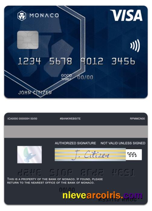 Monaco Bank Of Monaco Visa Debit Card Preview