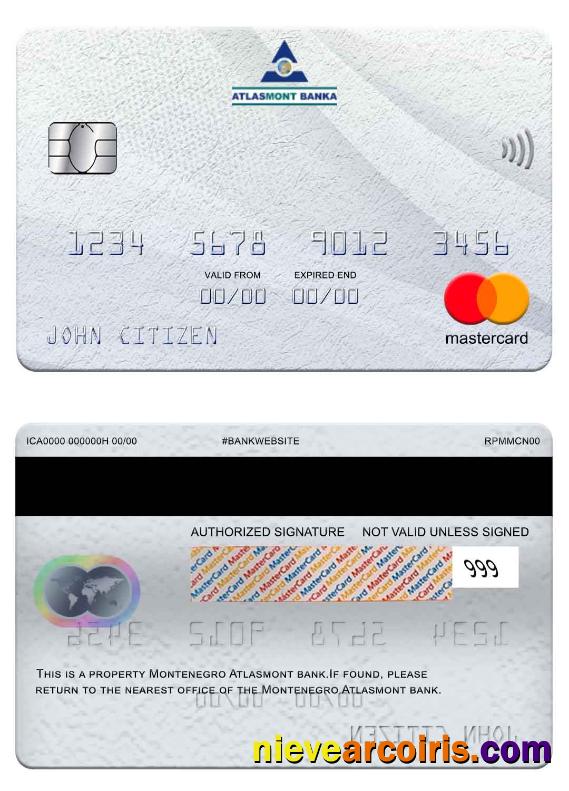 Montenegro Atlasmont Bank Mastercard Template