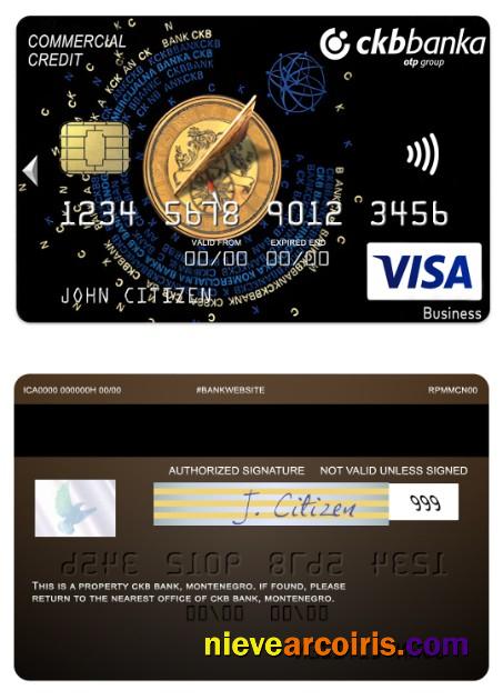 Montenegro CKB Bank Visa Business Credit Card Template