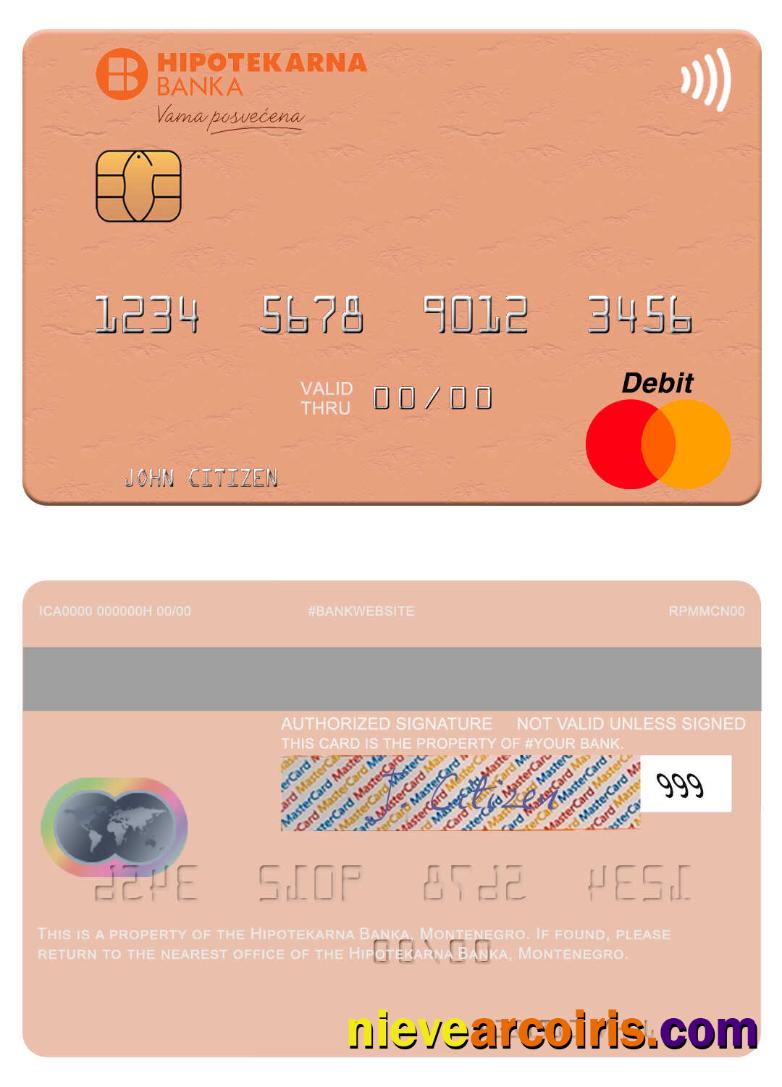 Montenegro Hipotekarna Banka Mastercard Sample