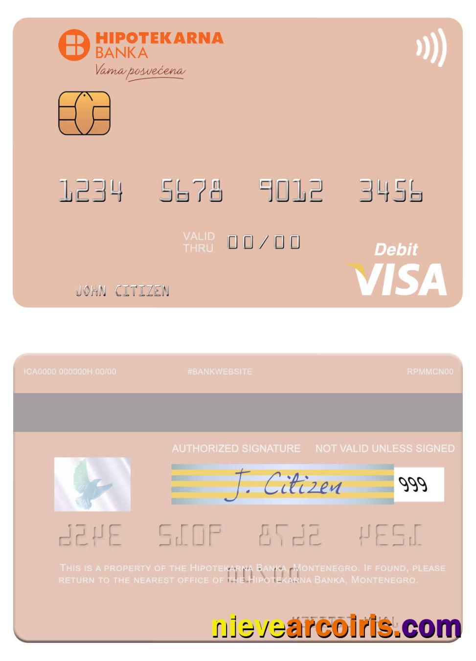 Montenegro Hipotekarna Banka Visa Debit Card Preview