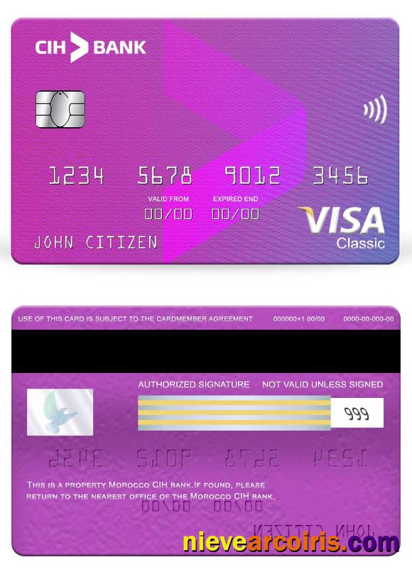 Morocco CIH Bank Visa Classic Card Template