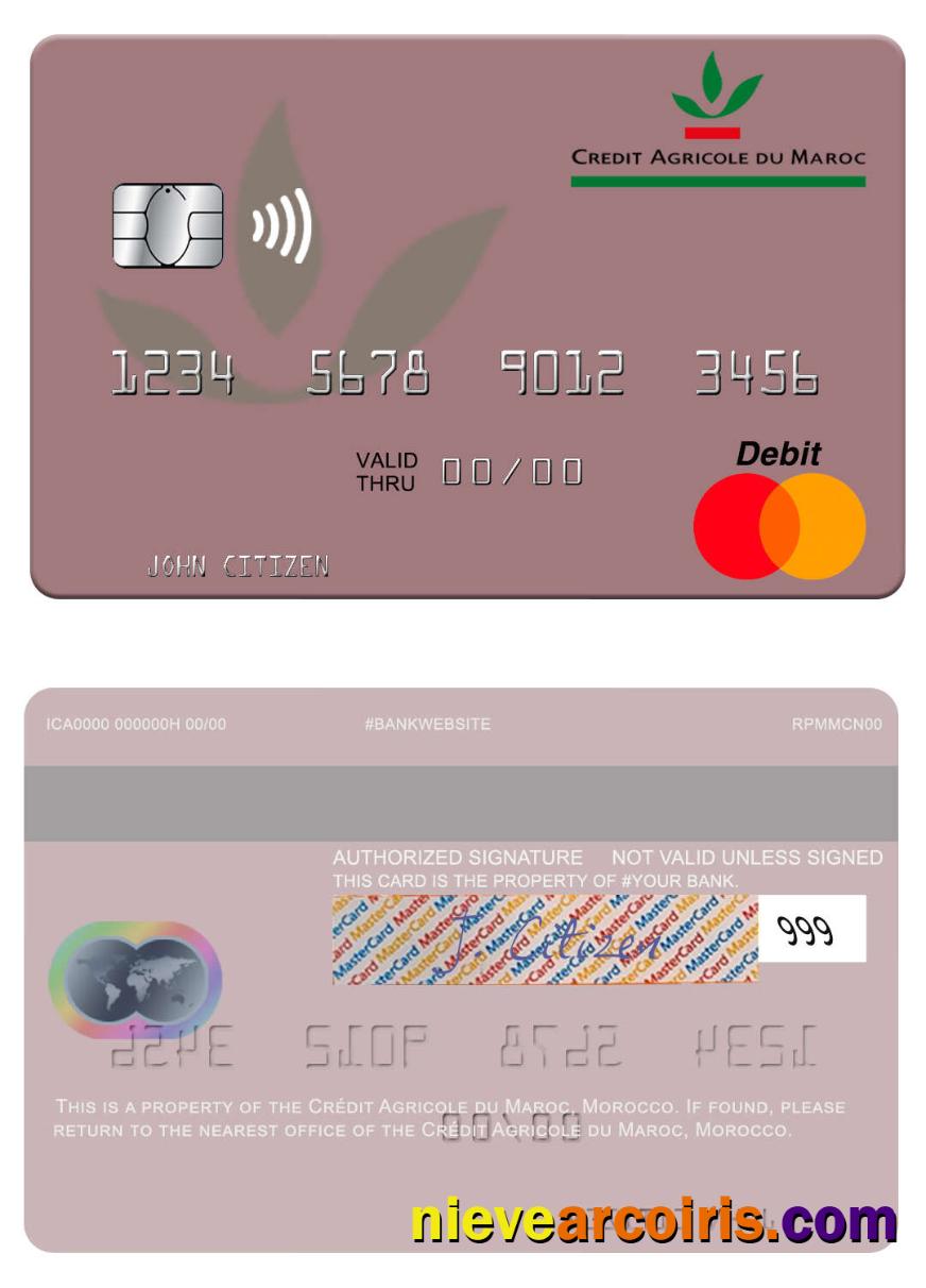 Morocco Crédit Agricole Du Maroc Mastercard Template