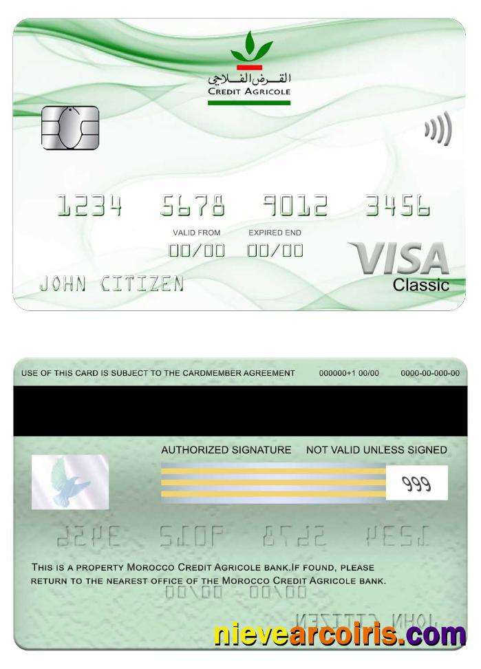Morocco Credit Agricole Bank Visa Classic Card Preview
