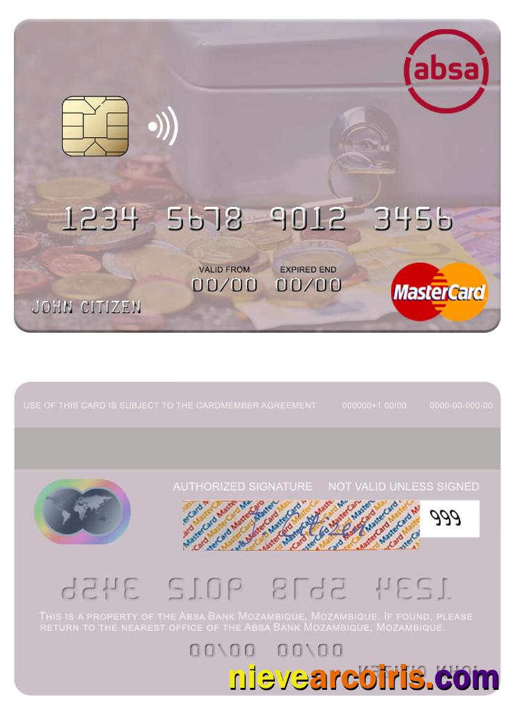 Mozambique Absa Bank Mozambique Mastercard Template
