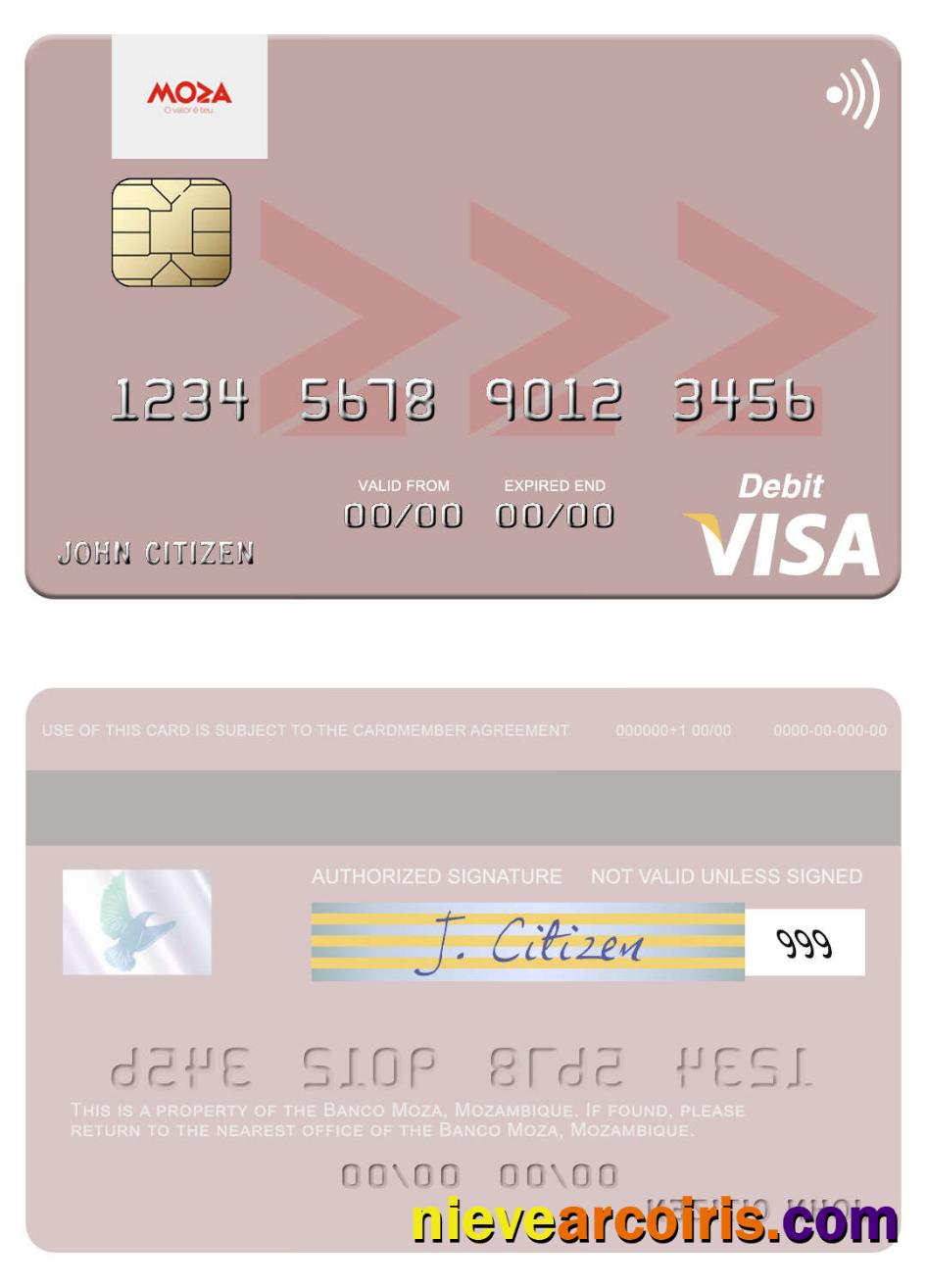 Mozambique Banco Moza Visa Debit Card Sample