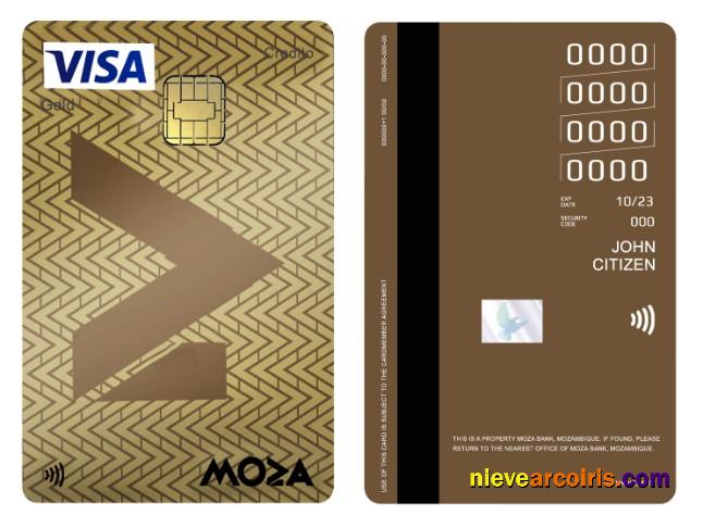 Mozambique Moza Bank Visa Gold Credit Vertical Card Sample