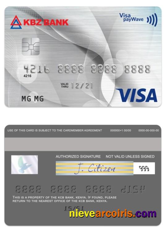 Myanmar KBZ Bank MPU Visa Credit Card Sample