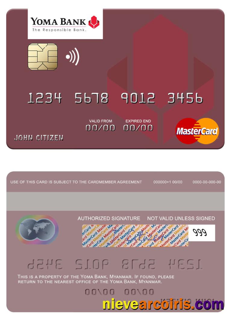 Myanmar Yoma Bank Mastercard Sample