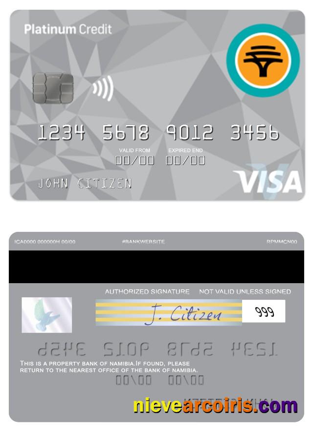 Namibia First National Bank Platinum Credit Visa Card Sample