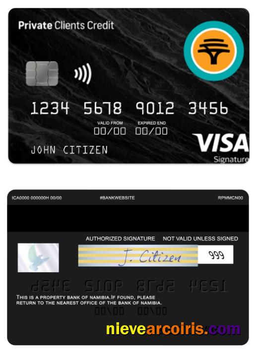 Namibia First National Bank Private Clients Credit Visa Signature Sample
