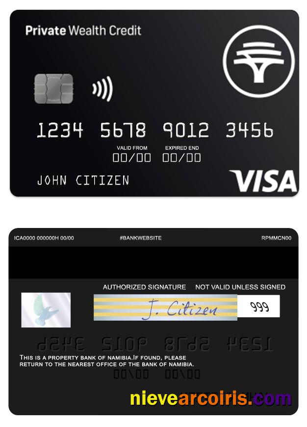 Namibia First National Bank Private Wealth Credit Visa Card Sample