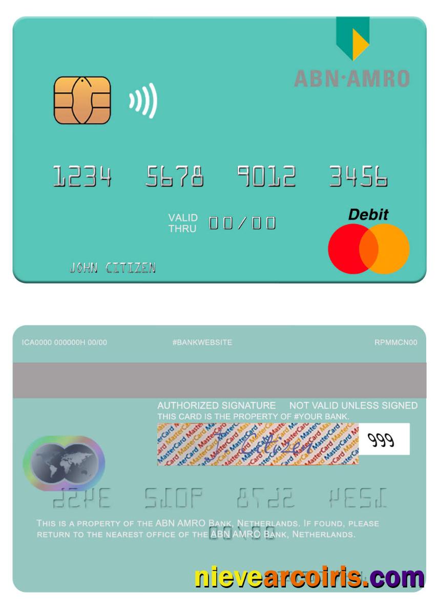 Netherlands ABN AMRO Bank Mastercard Sample