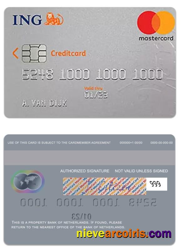 Netherlands Bank Of Netherlands IGN Credit Card Sample