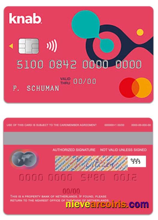 Netherlands Bank Of Netherlands Knab Credit Mastercard Template