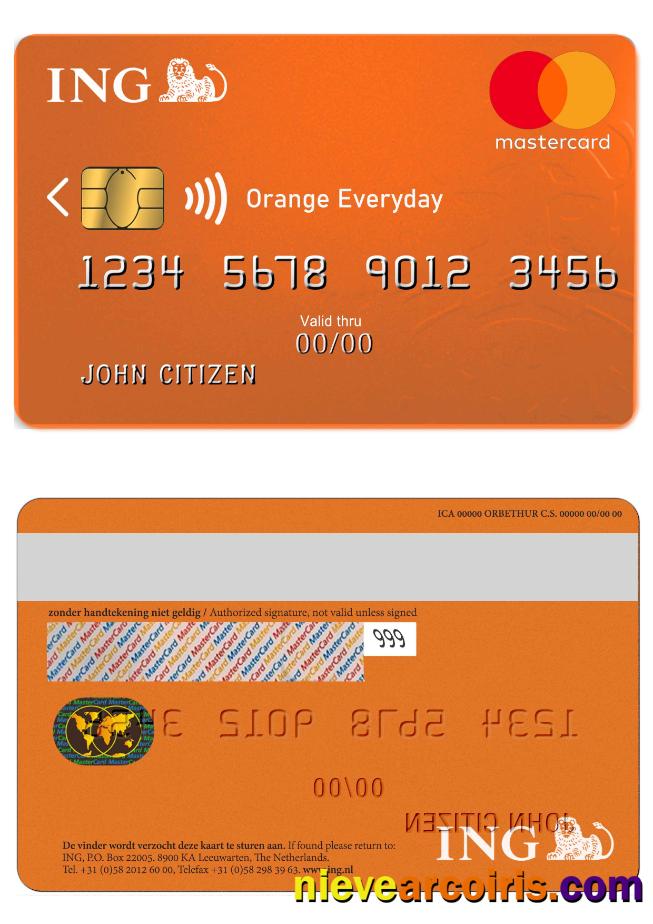 Netherlands ING Orange MasterCard Template