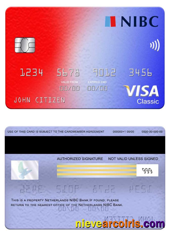 Netherlands NIBC Bank Visa Classic Card Template