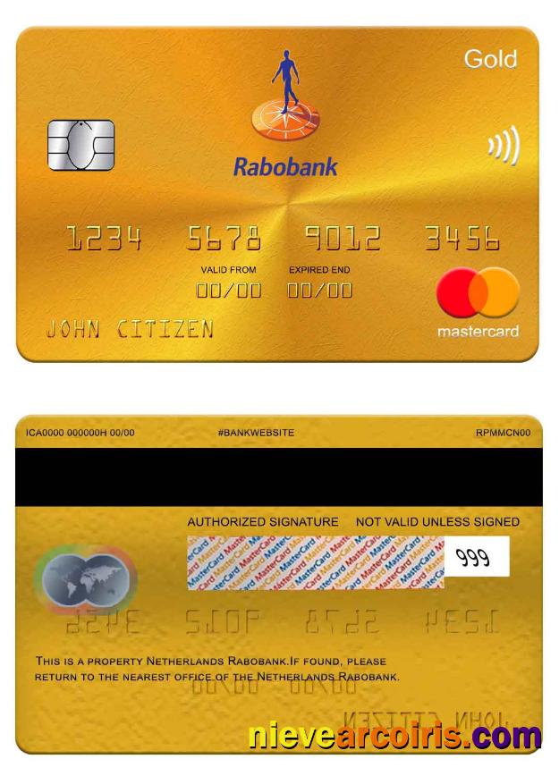 Netherlands Rabobank Mastercard Gold Template